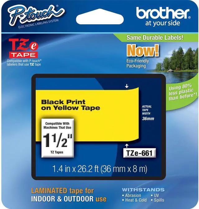Main image of Brother TZE661 36 mm (1.40") Black on Yellow tape for P-Touch, 8 m (26.20 ft.)