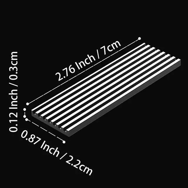 Alt view image 3 of 7 - GLOTRENDS M.2 Heatsink 0.12inch/3mm Thick Fit for 2280 M.2 PCIe 4.0/3.0 NVMe SSD
