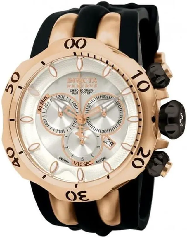 Alt view image 16 of 18 - Invicta 10832 Men's Reserve Venom Rose Gold Tone Silver Dial Rubber Strap Chrono