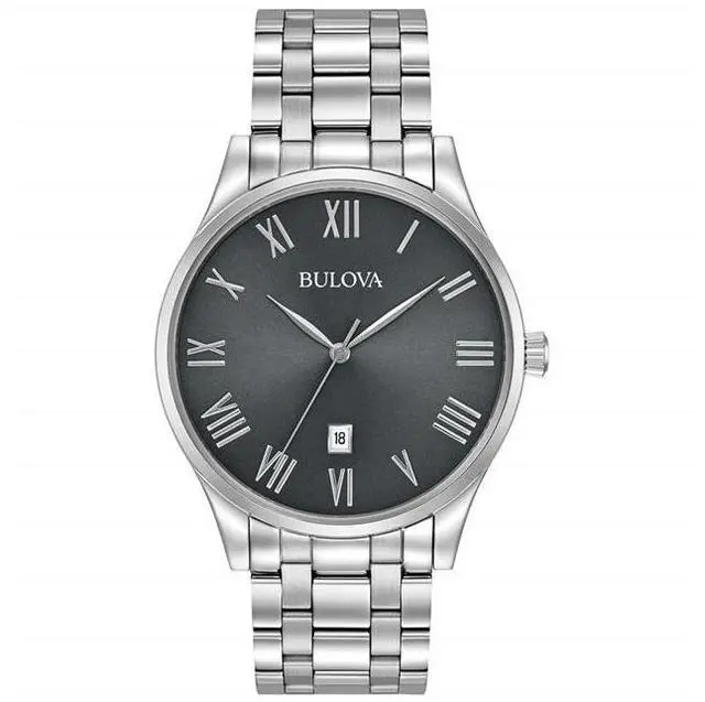 Alt view image 12 of 15 - Bulova Mens Charcoal Dial Stainless Steel Dress Quartz Watch 96B261