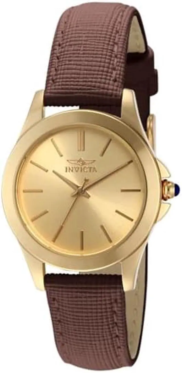 Alt view image 9 of 9 - Invicta 15150 Women's Angel Brown Genuine Leather Gold-Tone Dial Watch