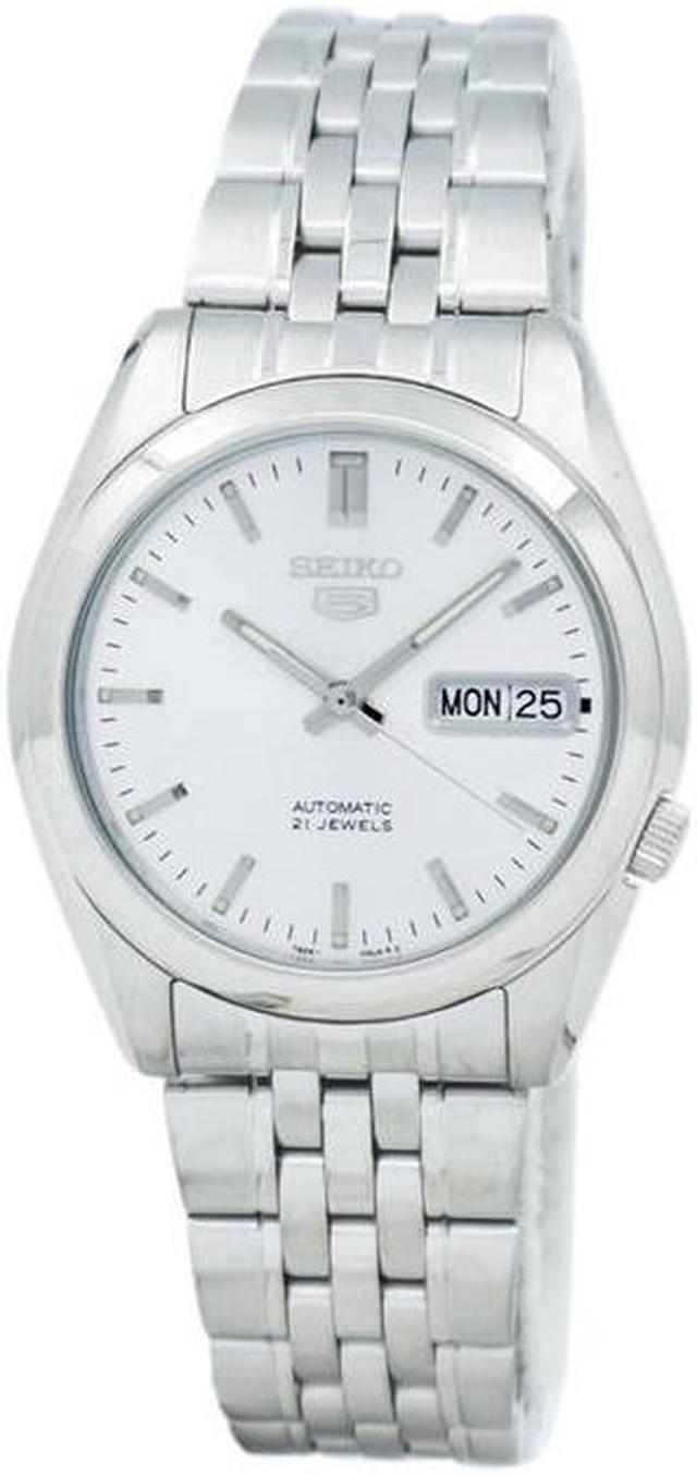 Alt view image 6 of 13 - SEIKO 5 SNK355 SNK355K1 Automatic 21 Jewels Silver Dial Stainless Steel Watch