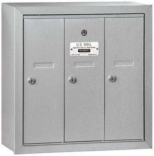 Main image of Salsbury 3503ASP Vertical Mailbox (Includes Master Commercial Lock) - 3 Doors - Aluminum - Surface Mounted - Private Access