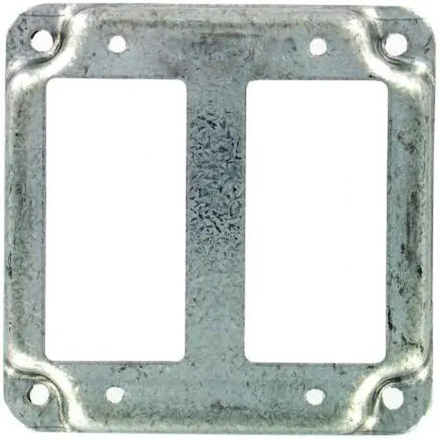 Main image of RACO 809C Box Cover, Square Box Type, 2 Gang, Galvanized Steel, GFCI Receptacle