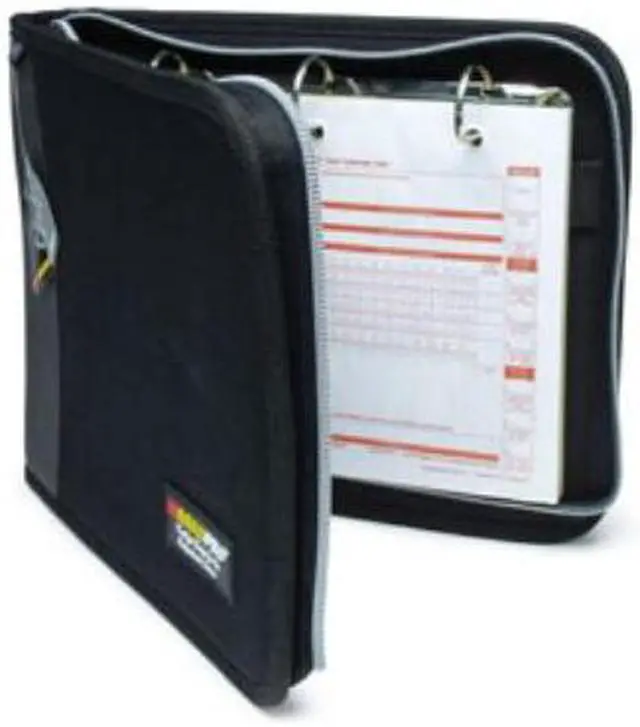 Main image of RoadPro LB-001BK 3-Ring Binder for Loose-Leaf Log Sheets - Black Zippered 10.5 x 8.5