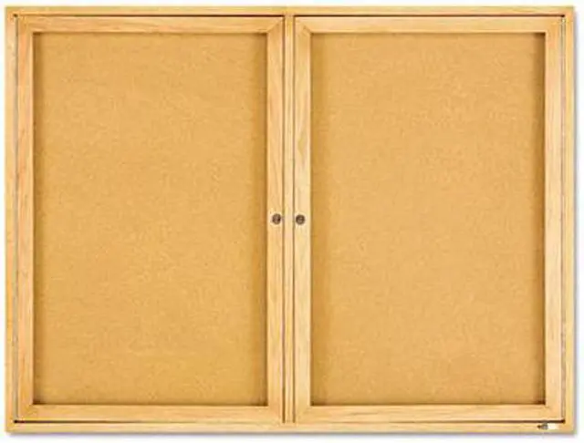 Main image of Quartet Enclosed Bulletin Board Natural Cork/Fiberboard 48 x 36 Oak Frame 364