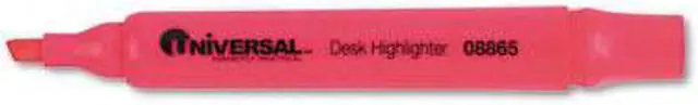 Main image of Universal 08865 Desk Highlighter- Chisel Tip- Fluorescent Pink- 12/Pk