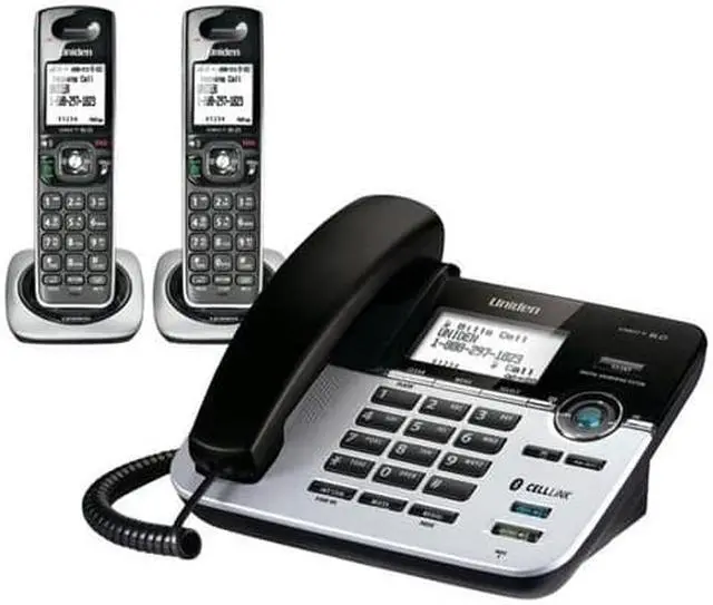 Alt view image 2 of 5 - Uniden D3588-2 Dect 6.0 Bluetooth 2 Handset Corded/Cordless Phone System With Answering System and Cell Link Connection