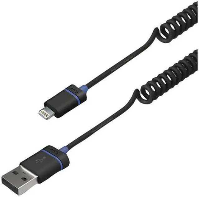 Alt view image 2 of 7 - iLuv iCB261 Black Premium Coiled Charge/Sync Cable w/ Lighting Connector