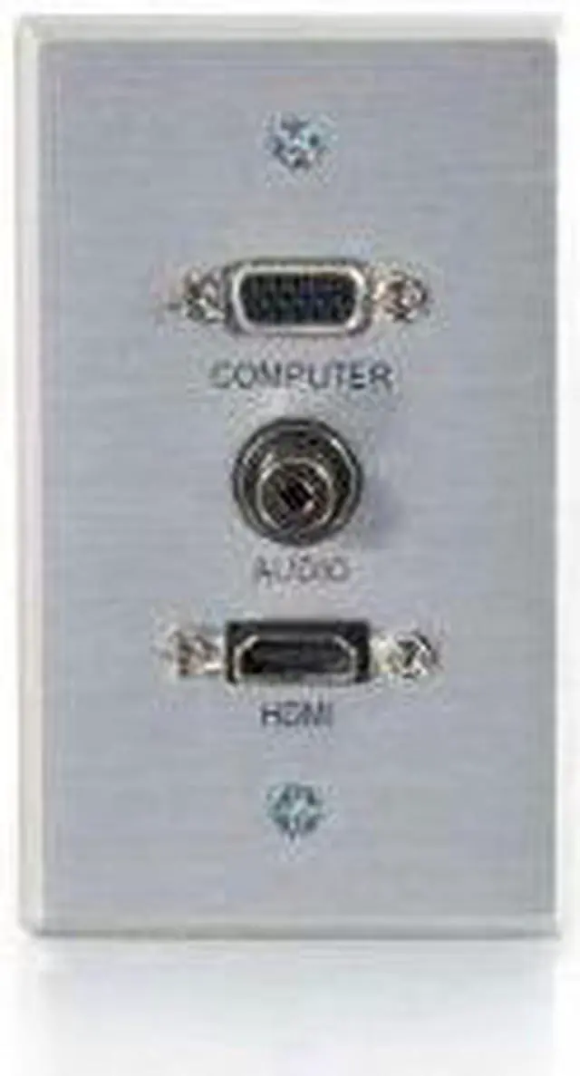 Main image of C2G 41034 SINGLE GANG HDMI  HD15 VGA  AND 3.5MM WALL PLATE - BRUSHED ALUMINUM