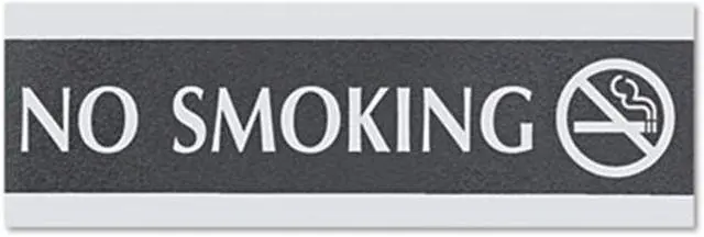 Main image of Century Series Office Sign, No Smoking, 9 x 1/2 x 3, Black/Silver
