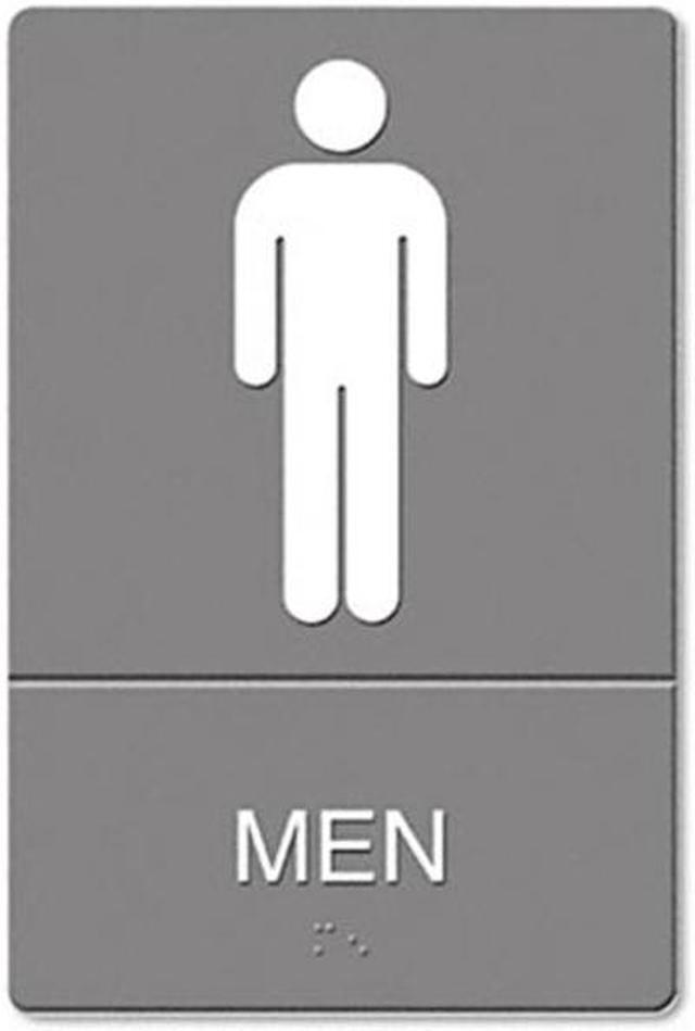 ADA Sign, Men Restroom Symbol w/Tactile Graphic, Molded Plastic, 6 x 9, Gray ADA Sign, Men Restroom Symbol w/Tactile Graphic, Molded Plastic, 6 x 9, Gray