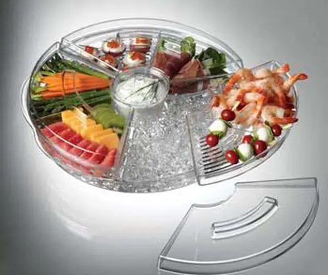 Alt view image 2 of 20 - Prodyne Ab5l Acrylic Tray Appetizers On Ice With Lids Keeps