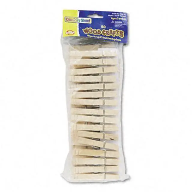 Main image of Chenille Kraft 365801 Wood Spring Clothespins, 3 3/8 Length, 50 Clothespins/Pack
