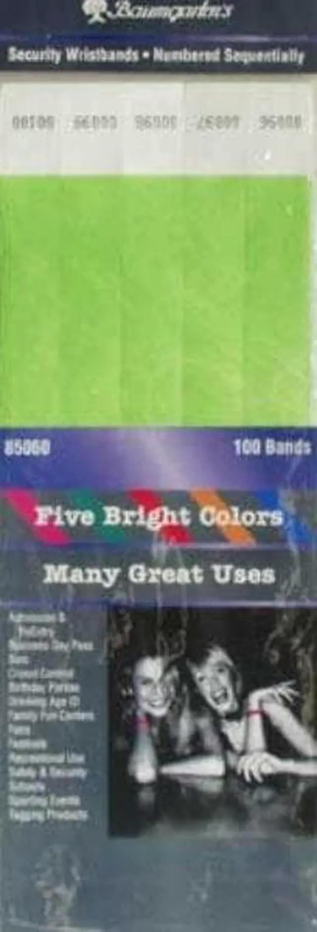 Main image of Baumgartens 85060 3/4" Wrist Bands-Green 100/pk - Pack of 6