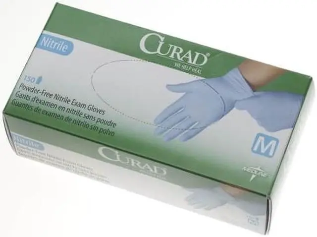 Alt view image 3 of 7 - CURAD Nitrile Exam Gloves,Blue,Large - 150 Each