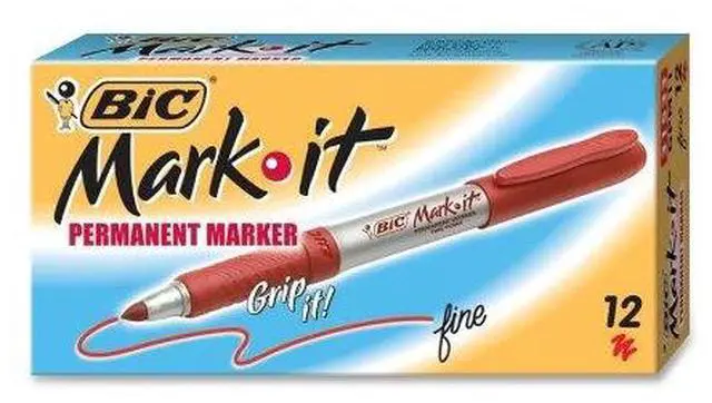 Alt view image 2 of 14 - Mark-It Permanent Markers, Fine Point, Rambunctious Red, Dozen