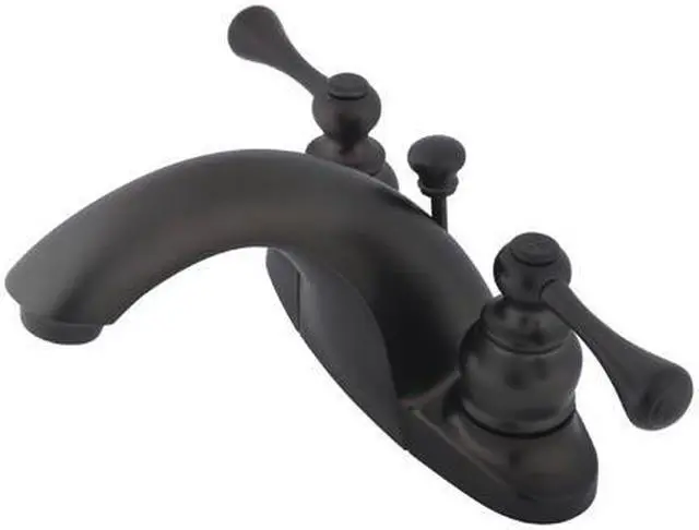 Main image of Two Handle 4" Centerset Lavatory Faucet with Retail Pop-up in Oil Rubbed Bronze by Kingston Brass