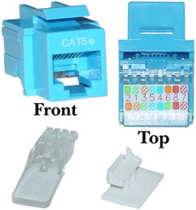 Main image of CableWholesale 311-120BL Cat 5e Keystone Jack, Blue, Toolless, RJ45 Female