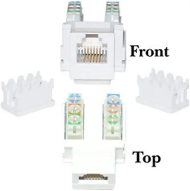 Main image of CableWholesale 320-120WH Keystone Insert  White  Phone-Data Jack  RJ11  RJ12 Female to 110 Type Punch Down