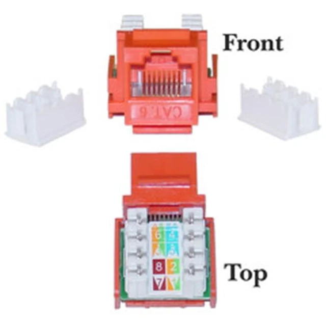 Main image of CableWholesale 326-120OR Cat6 Keystone Jack Orange RJ45 Female to 110 Punch Down