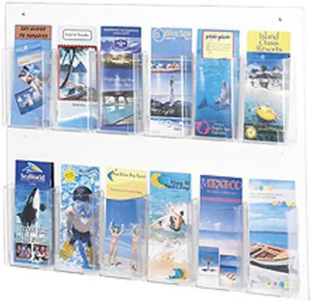 Main image of Safco 5671CL Clear2c™ 12 Pamphlet Display 28 3/4"w x 3"d x 23 1/2"h Clear