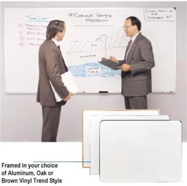 Main image of Ghent M2-412-4 Non-Magnetic Whiteboard with Aluminum Frame - 144.63" x 48.47" - White Surface, Satin Aluminum Frame