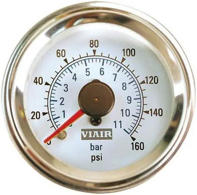 Main image of VIAIR 90082 2" Dual Needle Gauge - Black Face - Illuminated -160 PSI