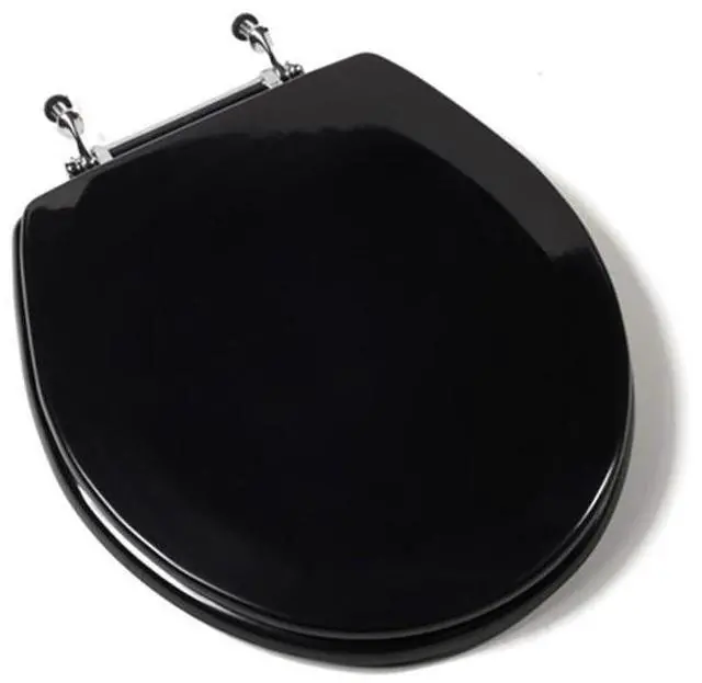 Main image of Jones Stephen C1B4R2-90CH Deluxe Molded Round Wood Toilet Seat with Chrome Hinges- Black