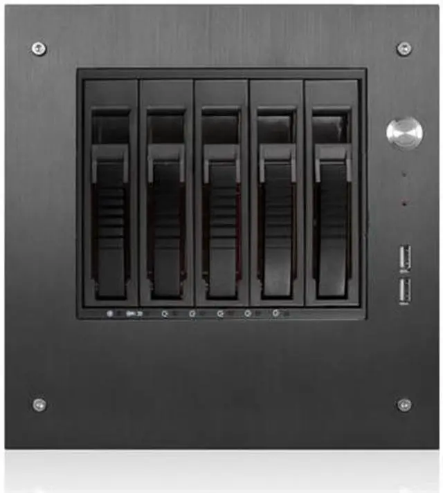 Main image of iStarUSA S-35-B5BK Black Aluminum / Steel Tower Compact Stylish 5 x 3.5" Hotswap mini-ITX Tower - Black HDD Handle