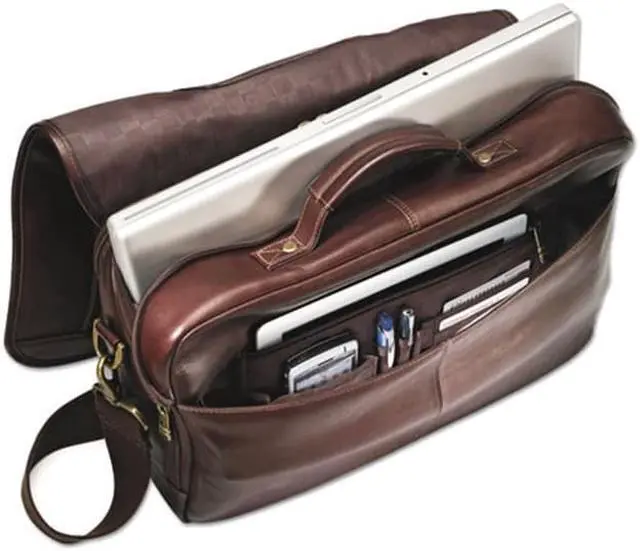 Alt view image 14 of 20 - Samsonite Columbian Leather Flapover Laptop Case