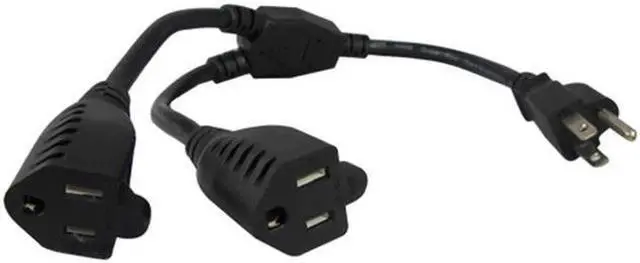 Main image of Comprehensive CPWR-ADPT2 Universal AC Power Splitter Extension 1 ft., Black