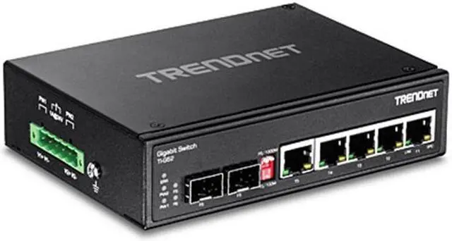 Alt view image 3 of 19 - TRENDnet 7-Port Industrial Gigabit DIN-Rail Switch, TI-G62, 5 x Gigabit Ports, 2 x Gigabit SFP Ports, IP50 Weather Rated, 14Gbps, NDAA TAA Compliant, Lifetime Protection
