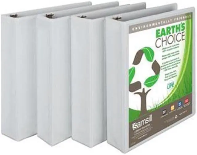 Alt view image 4 of 11 - Samsill I08957 Earth's Choice Biobased View Binder, 3 Ring Binder, 1.5 Inch, Round Ring, Customizable, White, 4 Pack