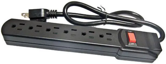 Main image of Comprehensive CPWR-SP6-6B 6-Outlet Black Surge Protector 6 ft. AC Cord