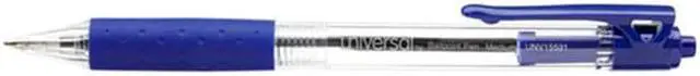 Alt view image 2 of 15 - UNIVERSAL Economy Retractable Ballpoint Pen Blue Ink Clear 1mm Dozen 15531