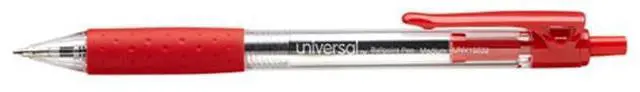 Alt view image 3 of 15 - UNIVERSAL Economy Retractable Ballpoint Pen Red Ink Clear 1mm Dozen 15532