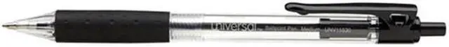 Alt view image 3 of 14 - UNIVERSAL Economy Retractable Ballpoint Pen Black Ink Clear 1mm Dozen 15530