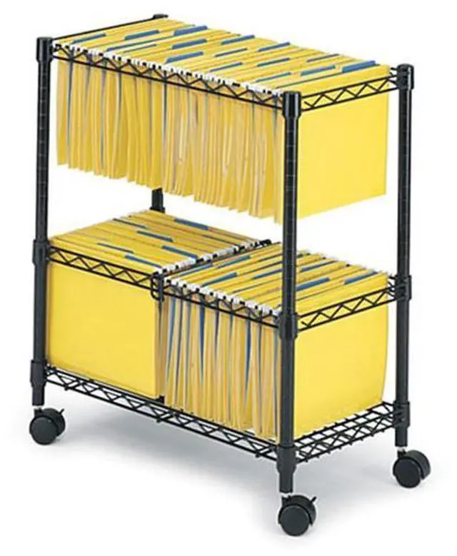 Alt view image 6 of 20 - Safco - 5278BL - Safco 2-Tier Rolling File Cart - 300 lb Capacity - 4 Casters - Steel - x 25.8 Width x 14 Depth x 29.8