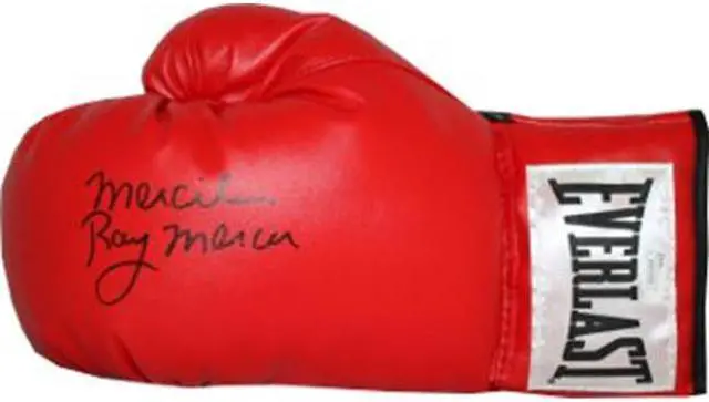 Alt view image 2 of 2 - Athlon CTBL-013313 Ray Mercer Signed Everlast Left Boxing Glove with Merciless - 1988 Seoul Olympic Gold - Red