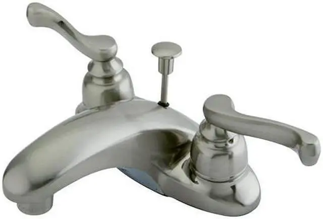 Main image of Kingston Brass KB628FL 4 in. Centerset Lavatory Faucet with Handle, Satin Nickel