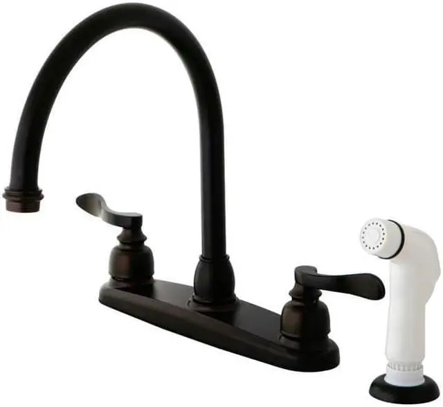 Main image of Kingston Brass KB8795NFL NUWAVE FRENCH 8in Centerset Kitchen Faucet with Twin Le
