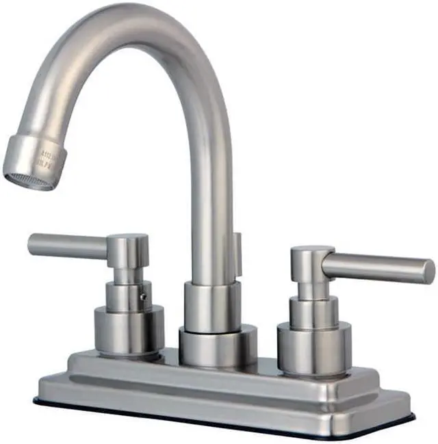 Main image of Kingston Brass KS8668EL 4 in. Twin Lever Handle Lavatory Faucet, Satin Nickel