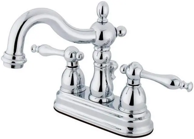 Main image of Kingston Brass KB1601NL 4 in. Heritage Centerset Lavatory Faucet with Retail Pop-Up & Metal Lever Handle Chrome