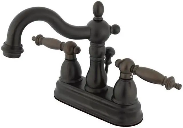 Main image of Kingston Brass KB1605TL 4 in. Heritage Centerset Lavatory Faucet with Retail Pop-Up & Metal Lever Handle Oil Rubbed Bronze