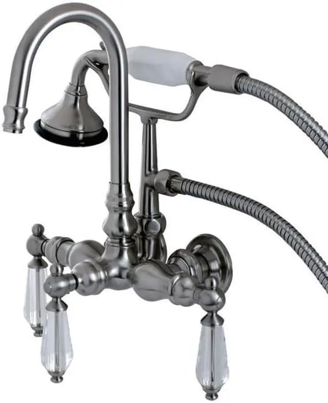 Main image of Kingston Brass AE7T8WLL Wall Mount Clawfoot Tub Faucet, Satin Nickel