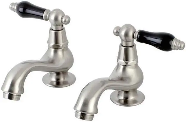 Main image of Kingston Brass KS1108PKL Basin Tap Faucet with Cross Handle, Satin Nickel