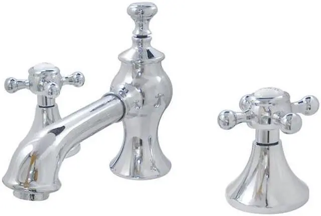 Main image of Kingston Brass KC7061BX English Country Widespread Lavatory Faucet with Elegant Cross Handle & Brass Pop-Up, Chrome