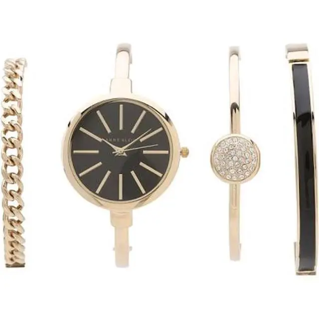Alt view image 6 of 6 - Anne Klein Women's AK-1470GBST Gold Stainless-Steel Quartz Watch with Black Dial