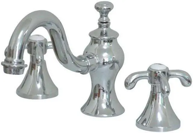 Main image of Kingston Brass KC7161TX French Country Widespread Lavatory Faucet with Classy Cross Handle & Brass Pop-Up, Chrome